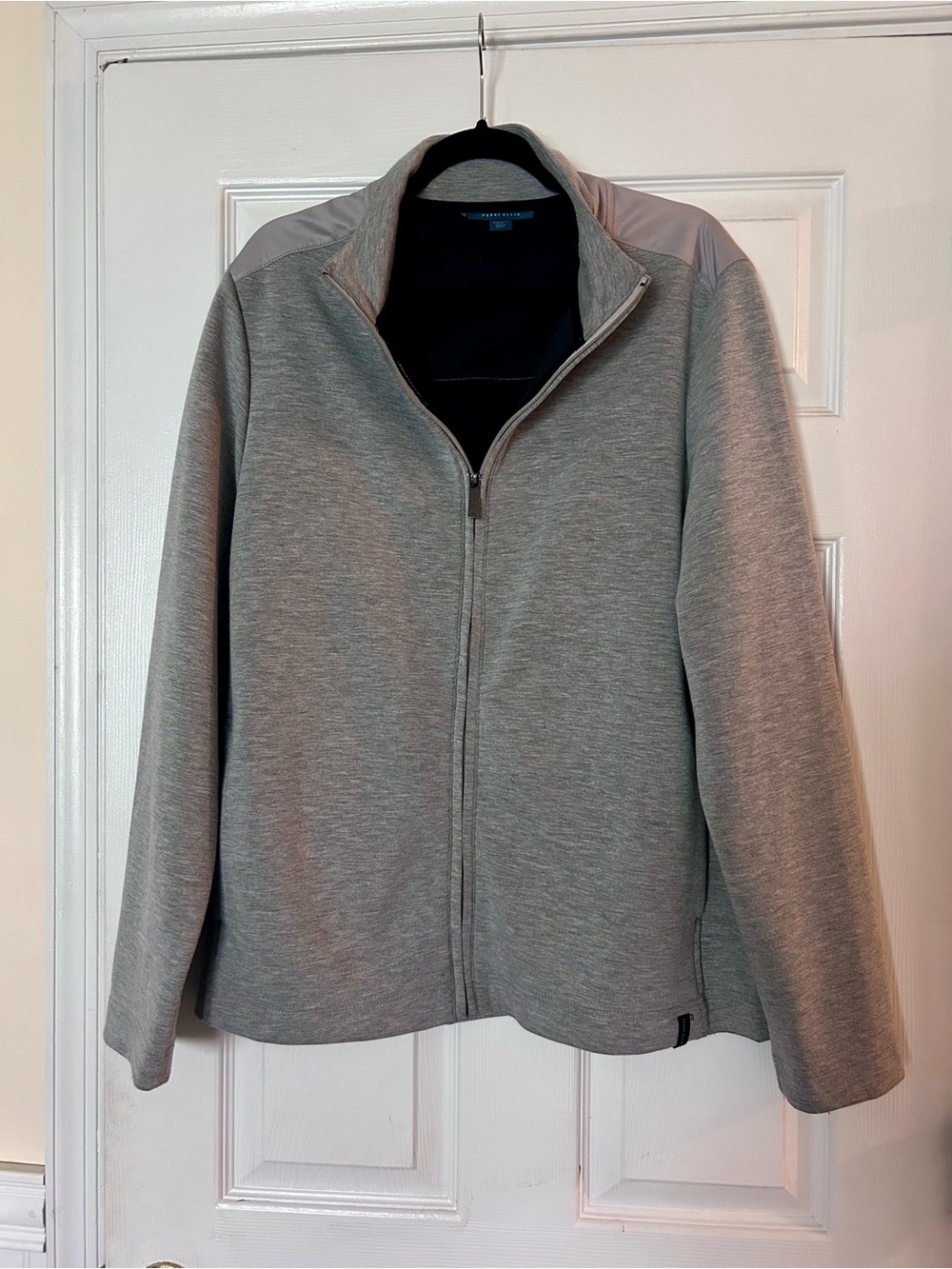 Perry Ellis Light Gray Full-Zip Men's Sweater Jacket, Size Tall/Large